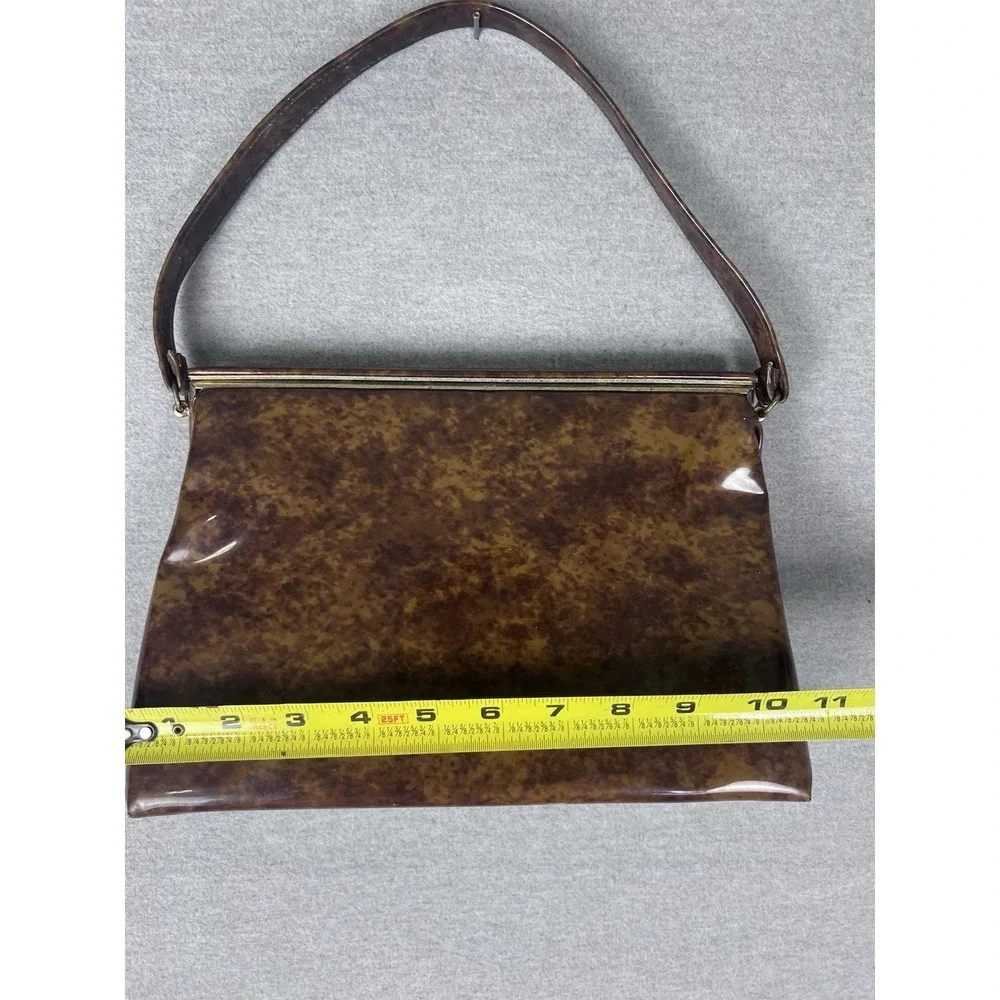 Vintage Bobbie Jerome Brown Marbled Box Bag 1950s 1960s Rockabilly Mod Purse